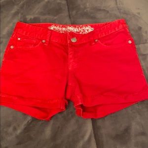 Express Red Denim Shorts